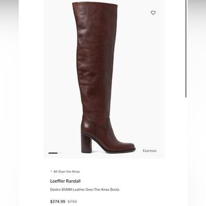 Loeffler Randall over the knees beautiful real leather espresso brown boots